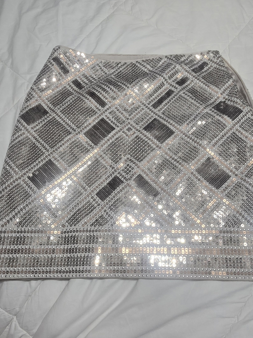 White House Black Market Silver/bronze Sequin Mini Skirt